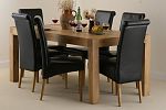 Alto Solid Oak 6ft x 3ft Dining Set with 6 Black Scroll back chairs