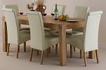 Alto Solid Oak 6ft x 3ft Dining Set with 6 Cream Scroll back chairs