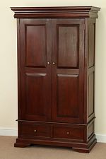 Sleigh Double Solid Mahogany Wardrobe