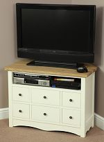 Cotswold Cream Painted Shaker Solid Oak Corner TV Video DVD Cabinet