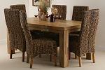 Mantis Light Solid Mango 6ft x 3ft Dining Set with 6 Highback Grass Chairs