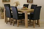 Alto Solid Oak 6ft x 3ft Dining Set with 6 Black Braced Scroll back chairs