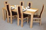 Alto Solid Oak 6ft x 3ft Dining Set with 6 Brown Curve Back Chairs