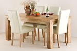 Mantis Light Solid Mango 6ft x 3ft Dining Set with 4 Cream Leather Stitch Back Chairs