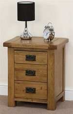Rustic Oak 3 Drawer Bedside Cabinet