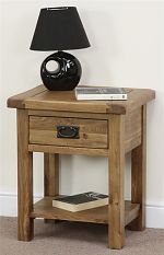 Rustic Solid Oak 1 Drawer Lamp Table