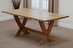 6ft x 3ft Solid Oak Crossed Leg Dining Table