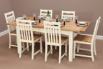 5ft x 3ft Cotswold Cream Painted Shaker Solid Oak Extending Dining Table & 6 Chairs