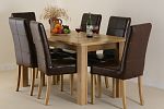 Newark 5ft x 2ft 8" Oak Dining Set with 6 Brown Leather Stitch Back Chairs