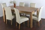 Galway 6ft x 2ft 8" Solid Oak Dining set with 6 Cream Scroll Back Real Leather Chairs