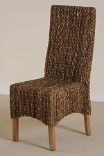 High Back Grass Chair with Solid Mango Legs