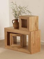 Dakar Solid Oak Set of 3 Cube Tables