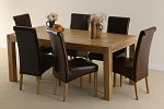 Alto Solid Oak 6ft x 3ft Dining Set with 6 Brown Scroll back chairs