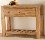 Dakar Solid Oak 3 Drawer Console / Hall Table