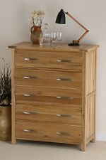 Newark Solid Oak 5 Drawer Chest