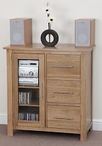 Rivermead Solid Oak 3 Drawer Glazed Cabinet