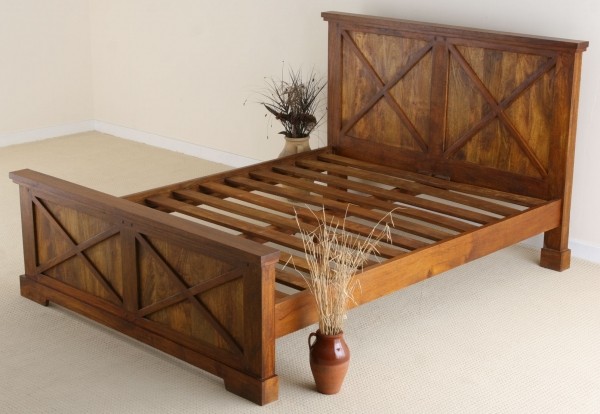 Corsica Brown Teak Mango 5 ft Kingsize Bed