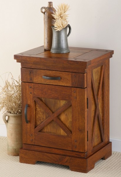Corsica Brown Teak Mango Bedside Cabinet