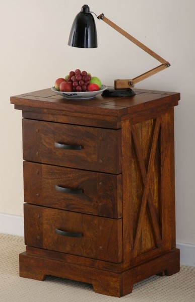 Corsica Brown Teak Mango Bedside Chest of Drawers