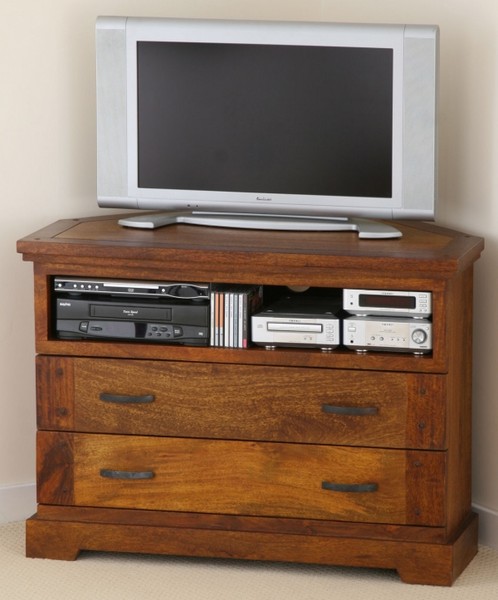Corsica Brown Teak Mango Corner TV/DVD Cabinet