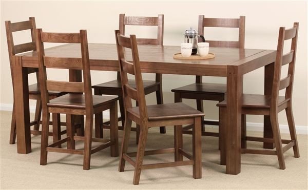 Enzo Solid Ash Dining Table with 6 Solid Ash Dining Chairs