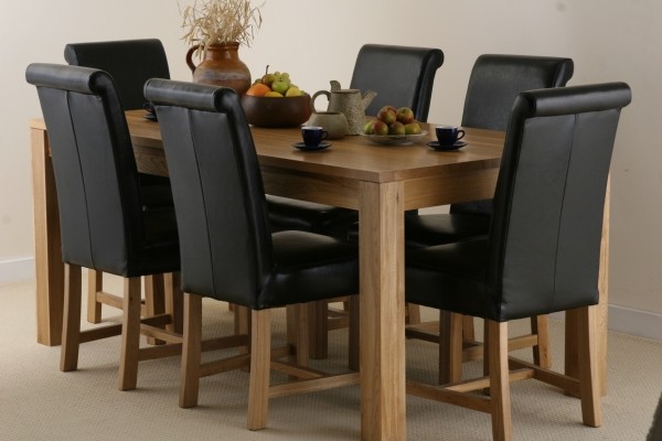 Oakdale Solid Oak 6ft x 3ft Dining Set with 6