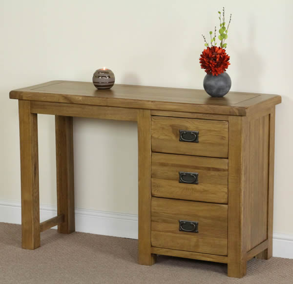 Rustic Oak 3 Drawer Dressing Table