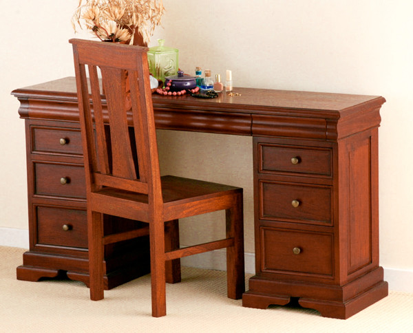 Sleigh Solid Mahogany 6+2 Drawer Dressing Table/Computer Desk
