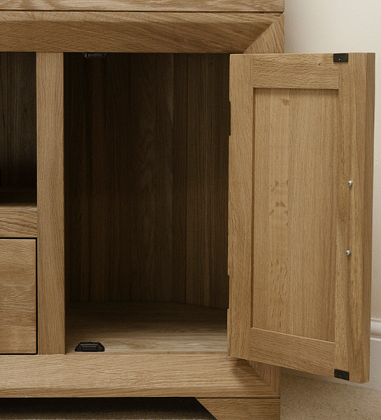 Bevel Natural Solid Oak Small Corner TV Oak Furniture Land