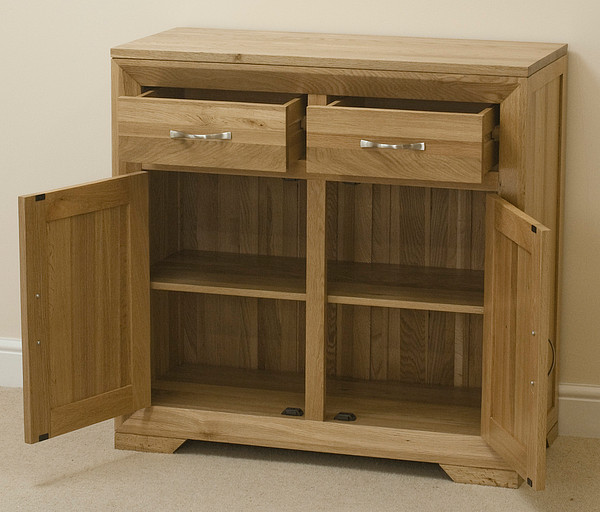 Bevel Natural Solid Oak Small Sideboard Oak Furniture Land