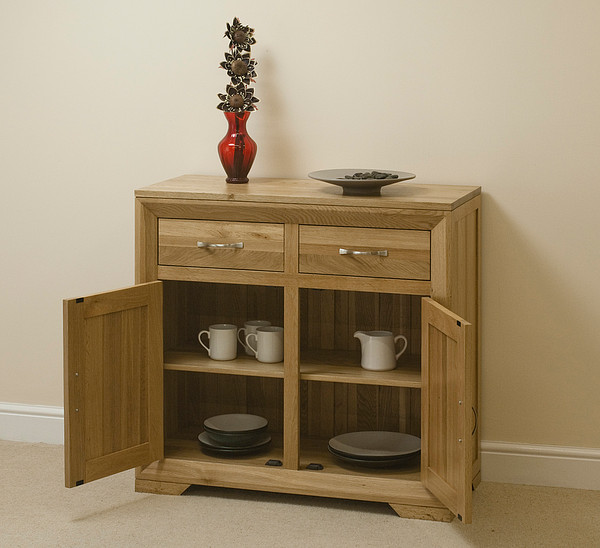 Bevel Natural Solid Oak Small Sideboard Oak Furniture Land
