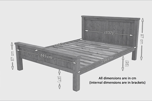 Clermont Painted Rough Sawn Solid Oak 4ft 6" Double Bed