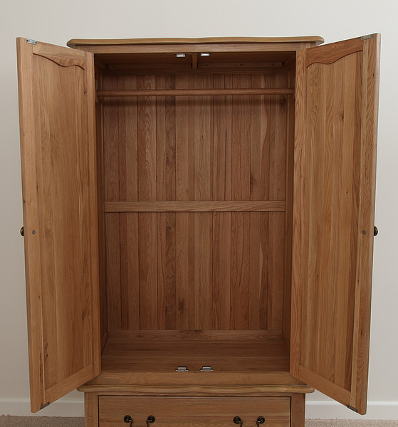 Grace Solid Washed Oak Double Wardrobe Bedroom Furniture