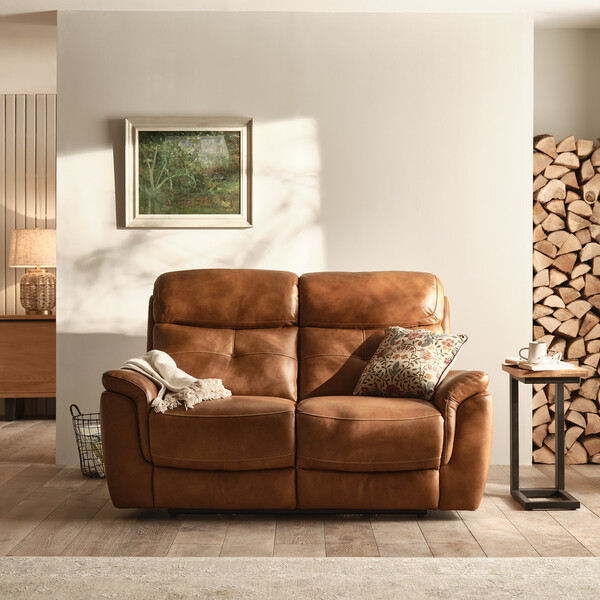 Iver Leather 2-Seater Sofa in Virgo Cognac | Oak Furnitureland