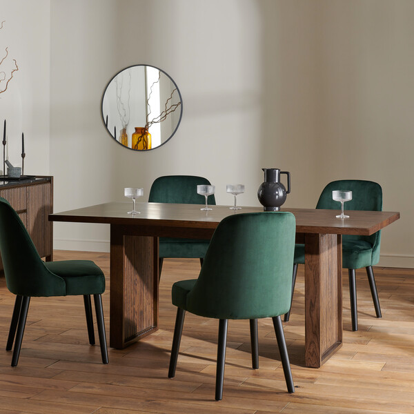 Oliver Dark Oak Fixed Dining Table | Oak Furnitureland
