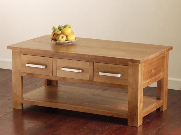 Oak Furniture Land Rivendell 6 Drawer Coffee Table in Medium Oak