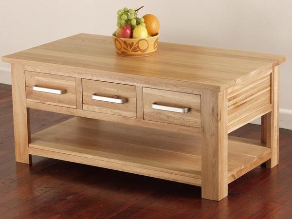 Oak Furniture Land Rivendell Solid Oak 6 Drawer Coffee Table