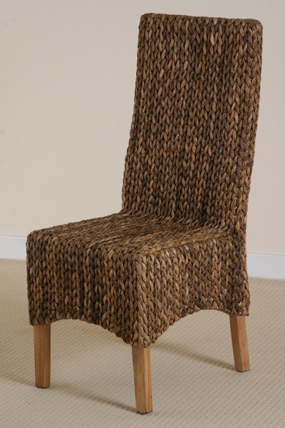 High Back Grass Chair with Light Solid Mango Legs