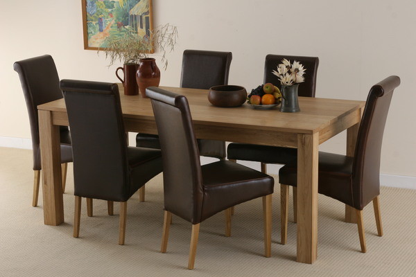 Oak Furniture Land Dakar Solid Oak 6ft Dining Table   6 Scroll Back