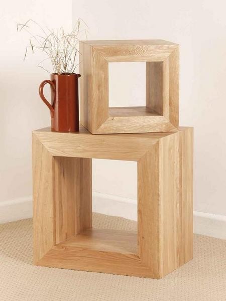 Oak Furniture Land Dakar Solid Oak Set of 2 Cube Tables
