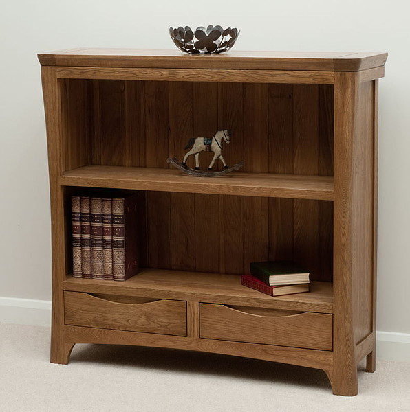 Orrick Rustic Solid Oak Wide Bookcase