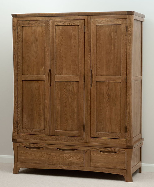 Orrick Rustic Solid Oak Triple Wardrobe