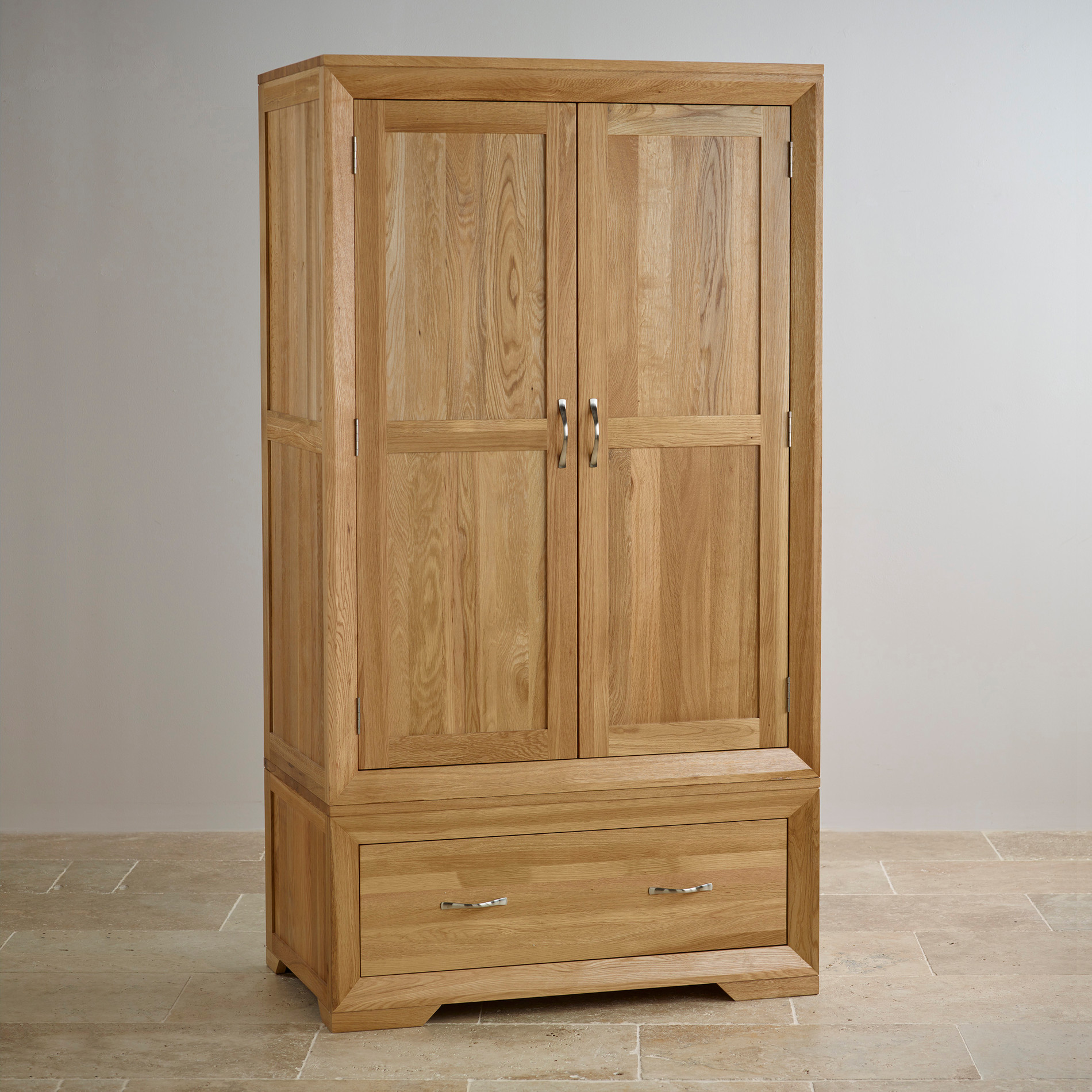 Bevel Natural Solid Oak Wardrobe Oak Furniture Land