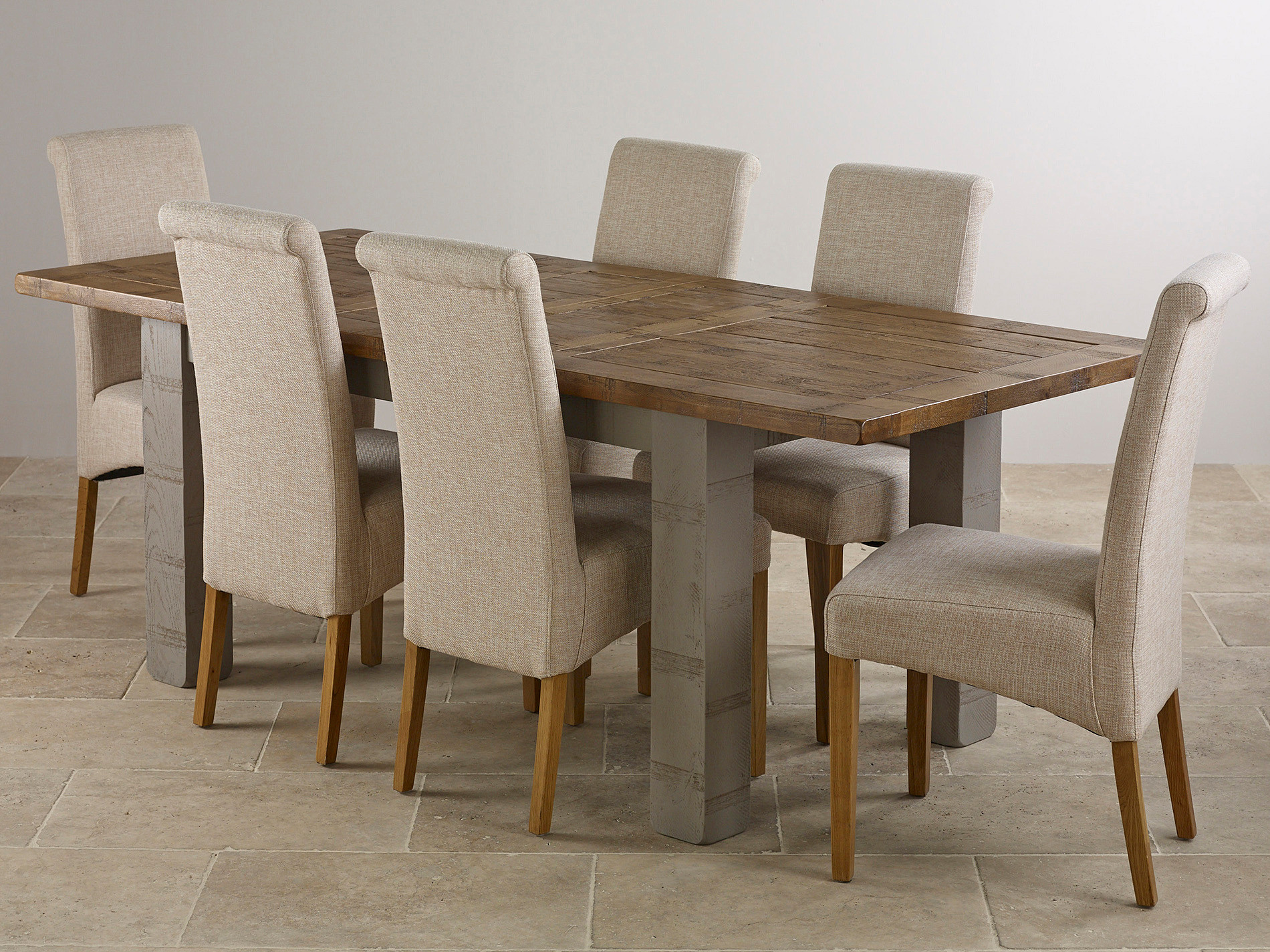 Clermont Painted Rough Sawn Solid Oak 5ft x 3ft Large Dining Table