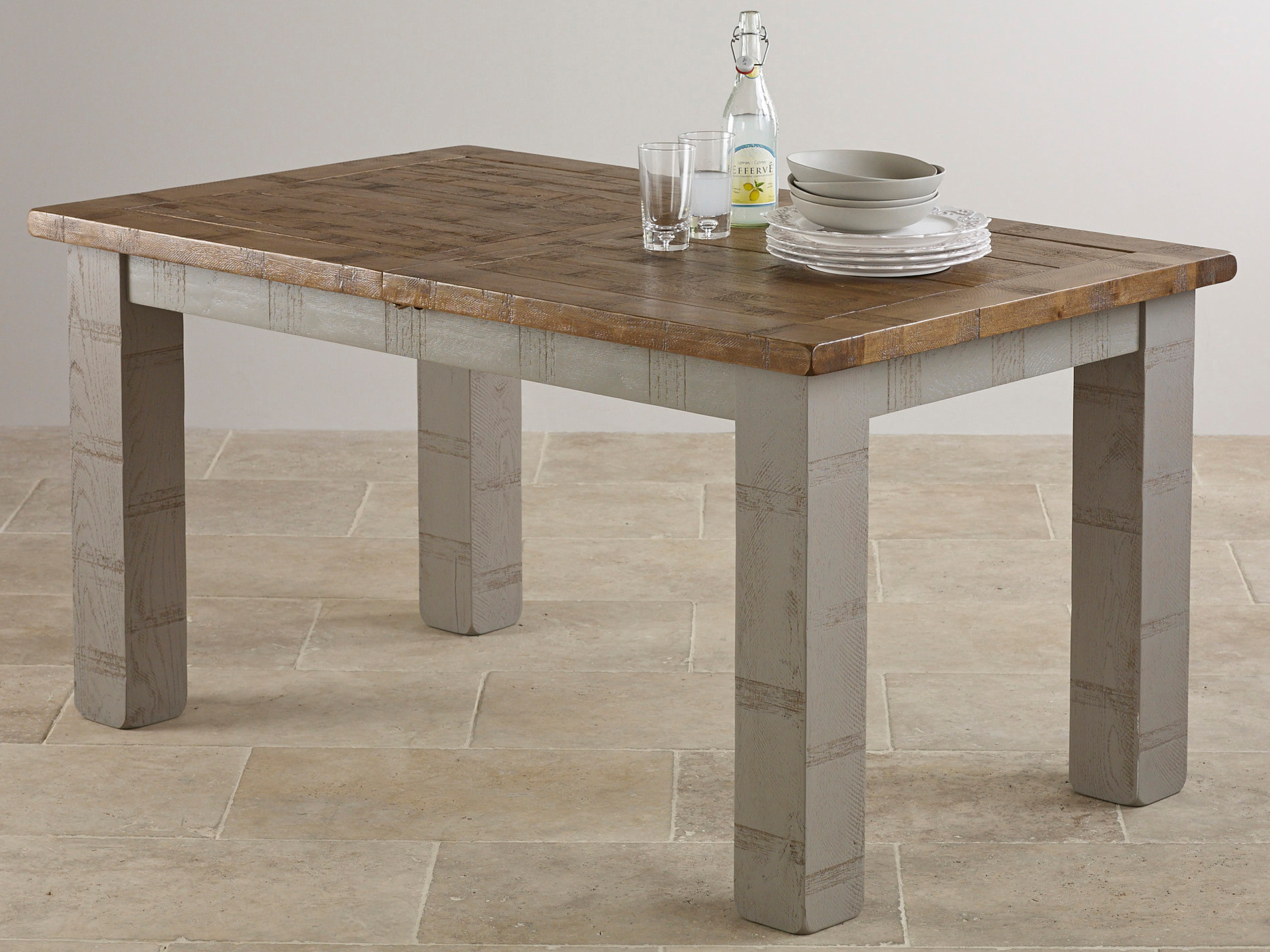 Clermont Painted Rough Sawn Solid Oak 5ft x 3ft Large Dining Table