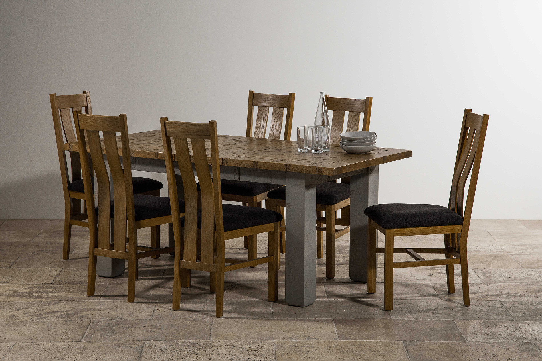 Clermont Painted Rough Sawn Solid Oak 5ft x 3ft Small Extending Dining