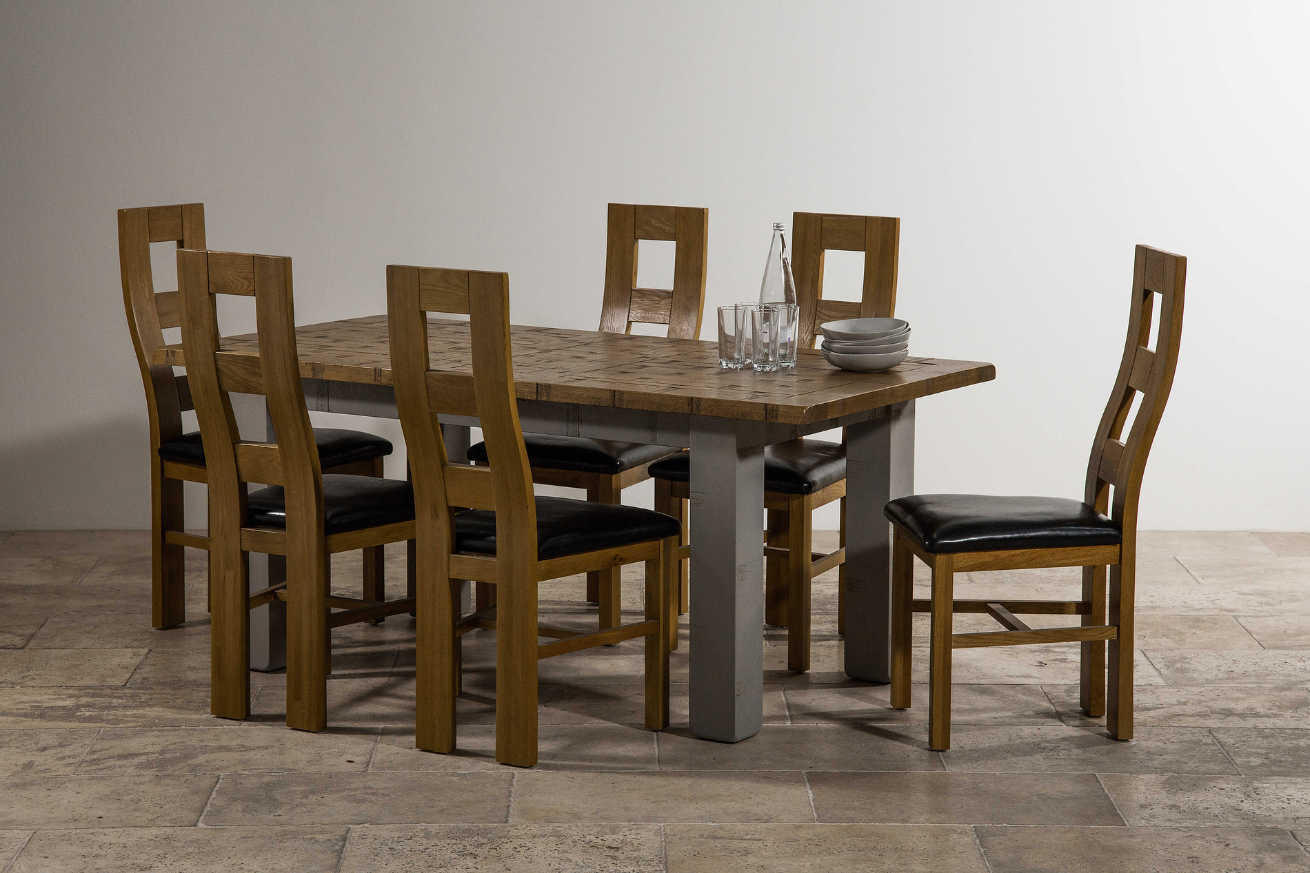 Clermont Painted Rough Sawn Solid Oak 5ft x 3ft Small Extending Dining