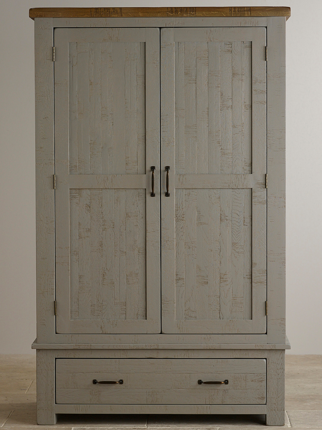 Clermont Painted Rough Sawn Solid Oak Double Wardrobe