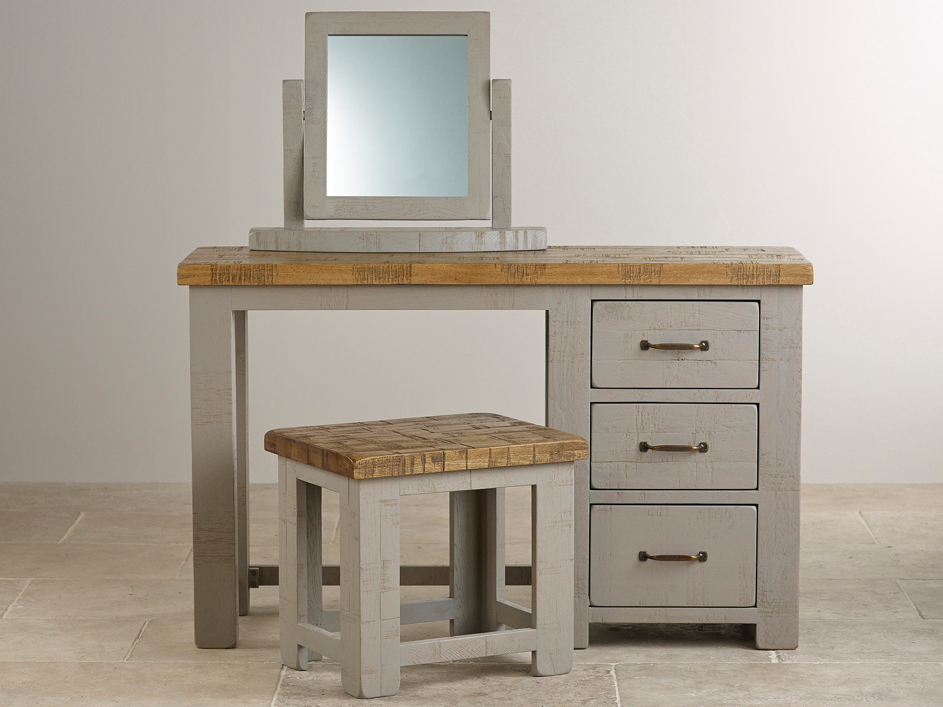 Clermont Painted Rough Sawn Solid Oak Dressing Table