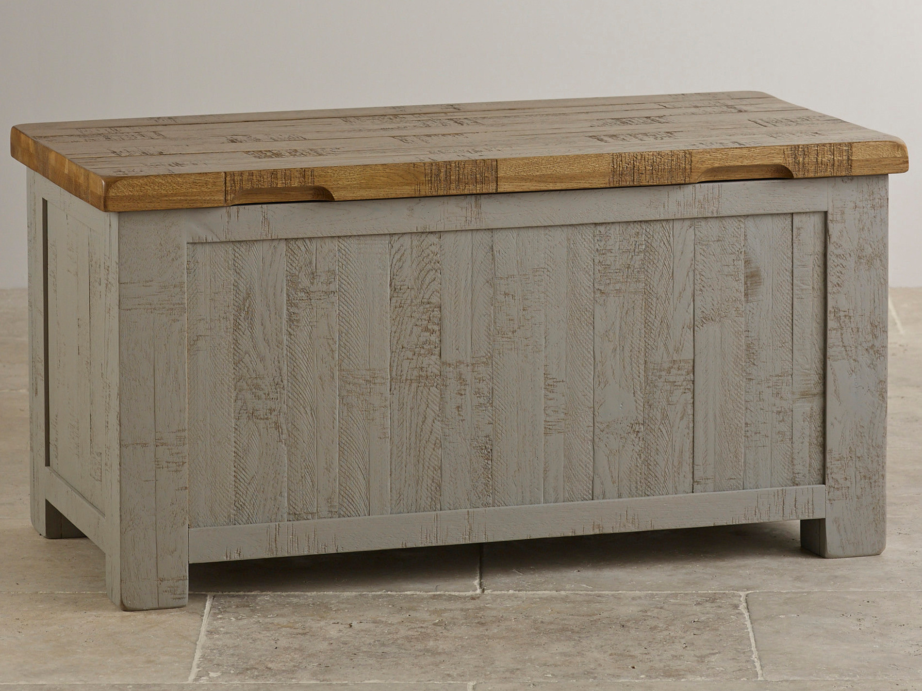 Clermont Painted Rough Sawn Solid Oak Storage Box Oak Furniture Land